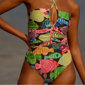 New FARM Rio x Anthropologie Colorful Fish One-Piece Swimsuit